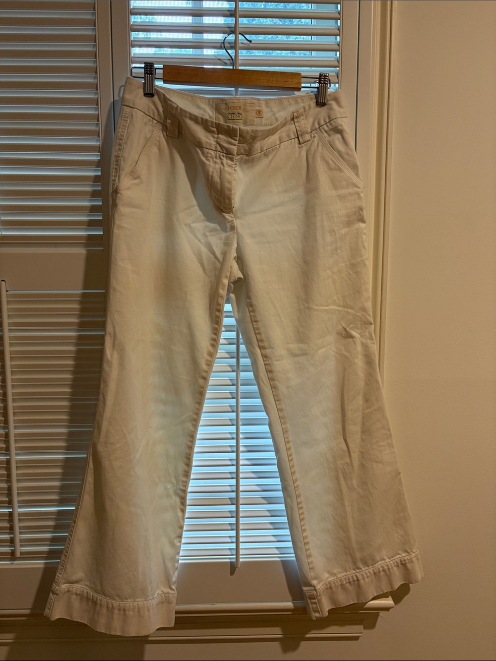 J Crew Classic Twill Chino Women's Cream Wide-Leg Jeans